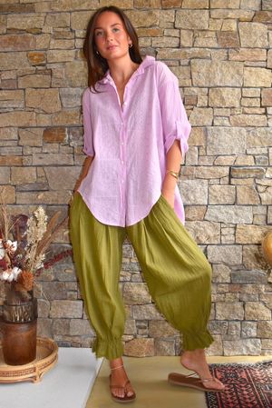 Pia Pillow Cotton Embroidered Tile Classic Shirt Candy